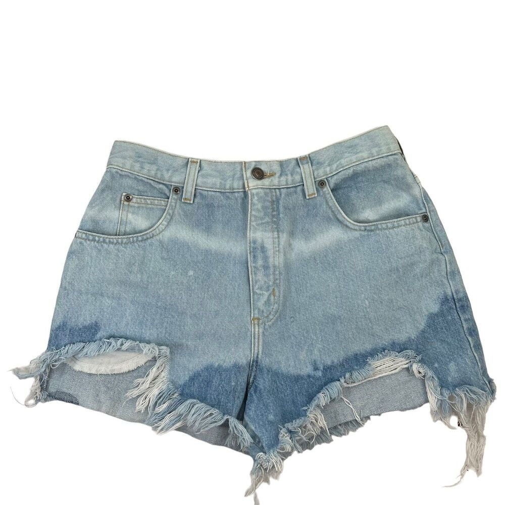 Vtg Size 29 Cut‎ Off Jean Shorts High Rise Bleach Distressed Ombré Denim Y2K 90s